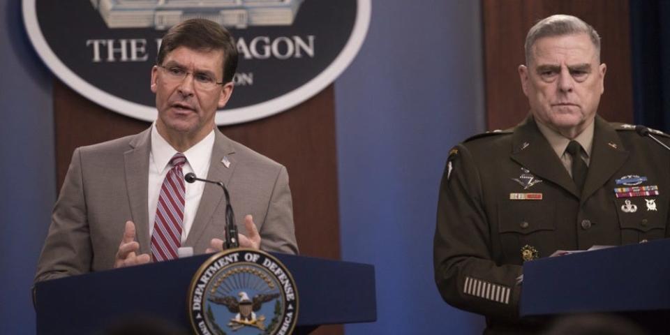 Secretary of Defense Dr. Mark T. Esper and Chairman of the Joint Chiefs of Staff Army Gen. Mark A. Milley