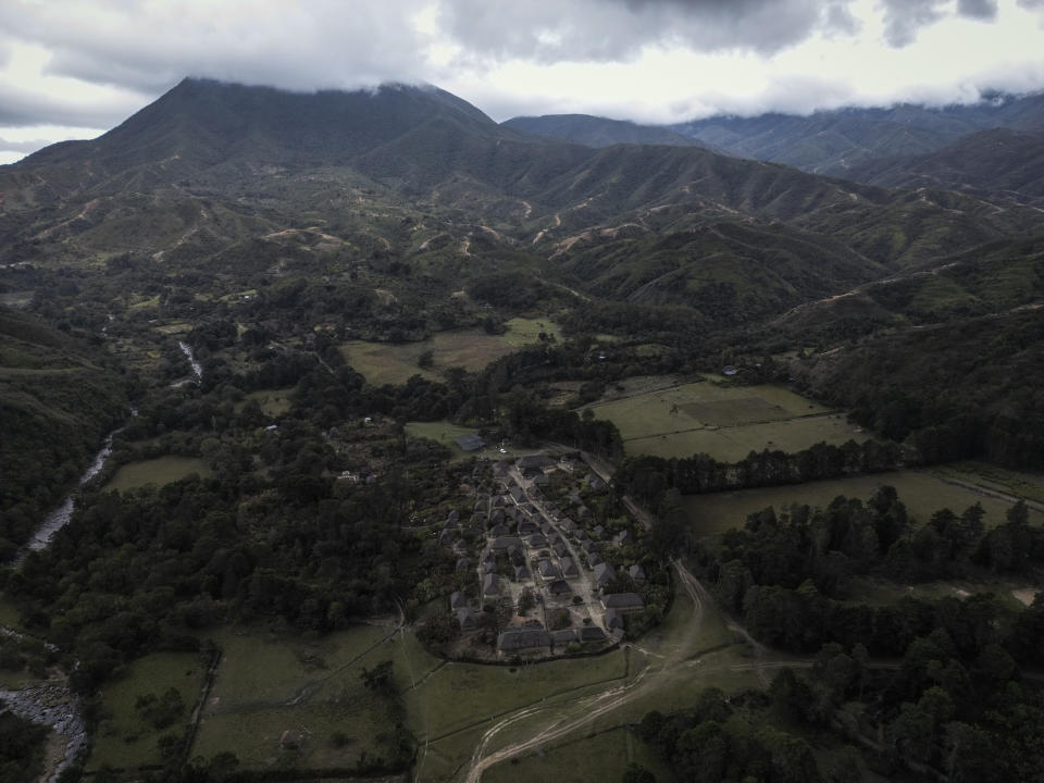 View of the Arhuaco village of Nabusimake in the Sierra Nevada de Santa Marta, Colombia, Wednesday, Jan. 18, 2023. Nabusimake is considered the Capital of the Arhuacos. (AP Photo/Ivan Valencia)