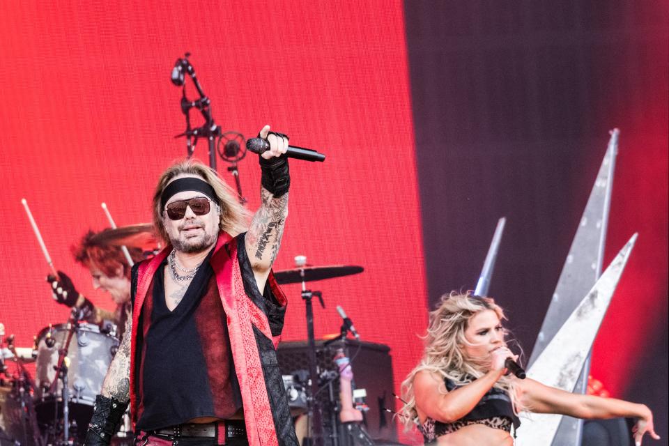 Vince Neil of Mötley Crüe performs during the rock and metal festival Copenhell on Refshaleoeen in Copenhagen on June 14, 2023.