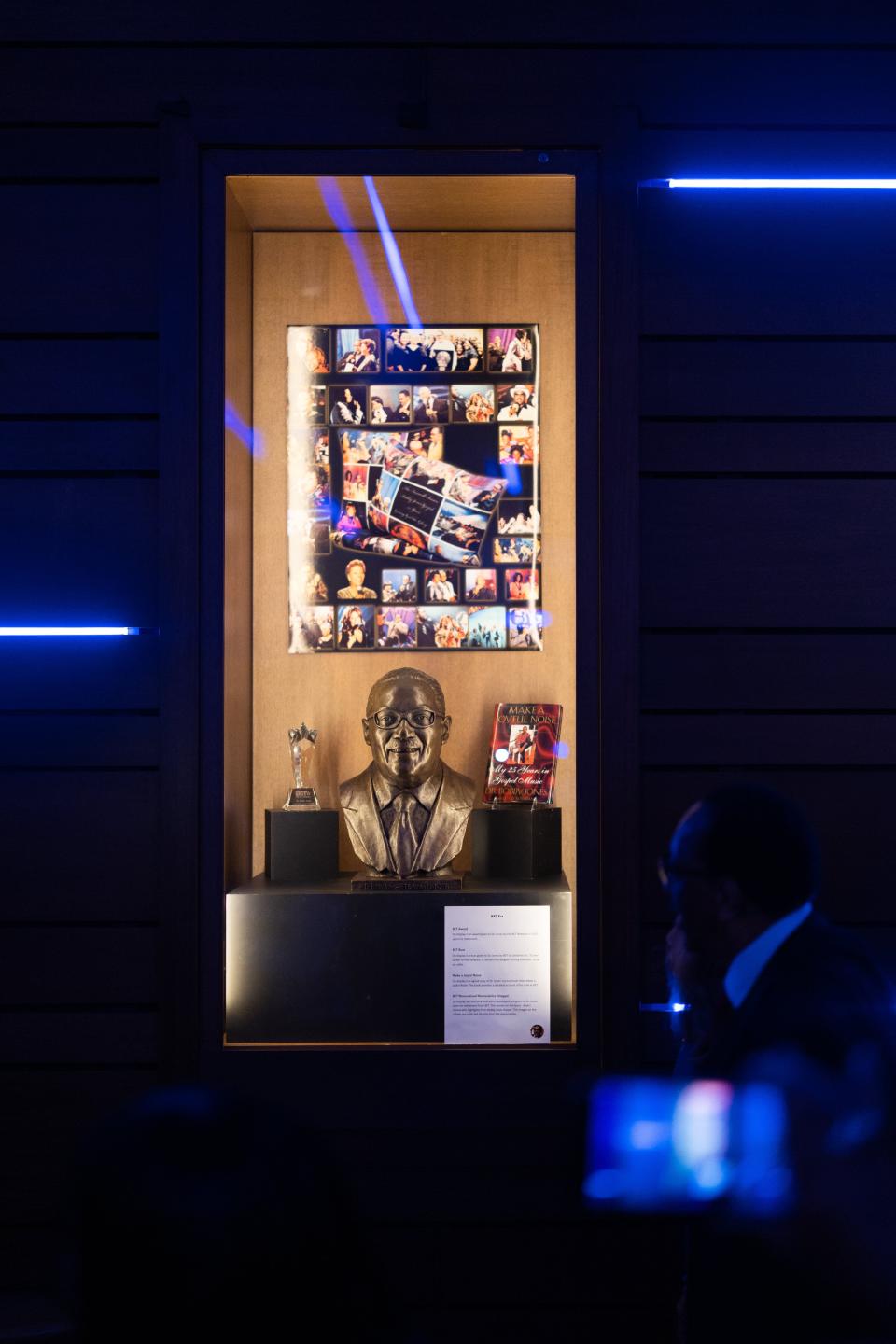 One of four museum cases honoring the legacy of Dr. Bobby Jones at the National Museum of African American Music