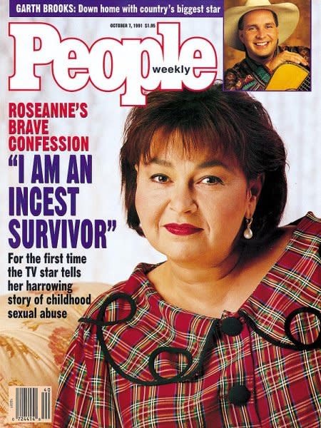 Roseanne Barr spoke about being an incest survivor in the Oct. 7, 1991, issue of <em>People</em>. (Image: People)