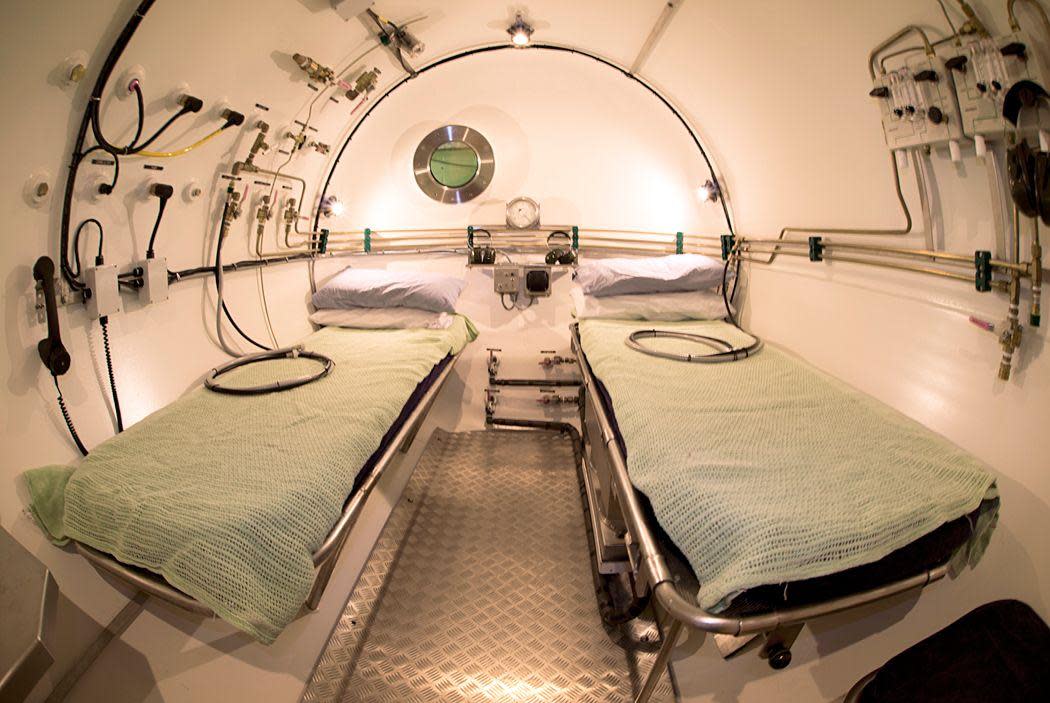 The inside of the hyperbaric chamber in Oban