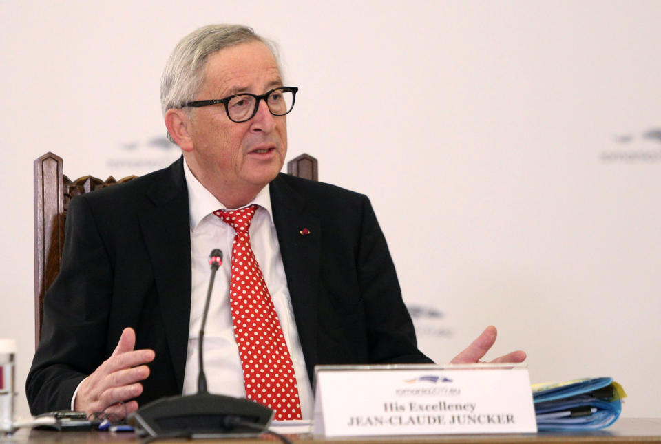 European commission president Jean-Claude Juncker speaking on Brexit in Romania on Thursday (Reuters)