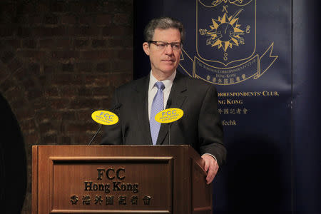 Sam Brownback, U.S. ambassador for International Religious Freedom, attends the Hong Kong Foreign Correspondents' Club in Hong Kong, China, March 8, 2019. REUTERS/Yuyang Wang