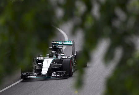 Mercedes Formula One driver Nico Rosberg of Germany drives his car during the second practice session of the Canadian F1 Grand Prix at the Circuit Gilles Villeneuve in Montreal June 5, 2015. REUTERS/Christinne Muschi