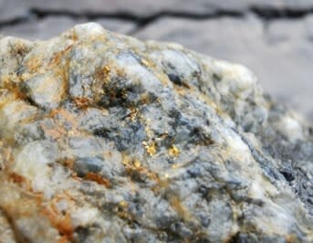 Figure 3: Rock sample with visible gold from Target 1 mapping project. (CNW Group/Rua Gold Inc.)