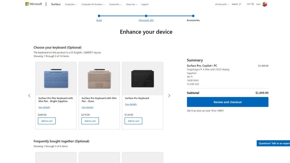 Microsoft Store listings for Surface Type Covers