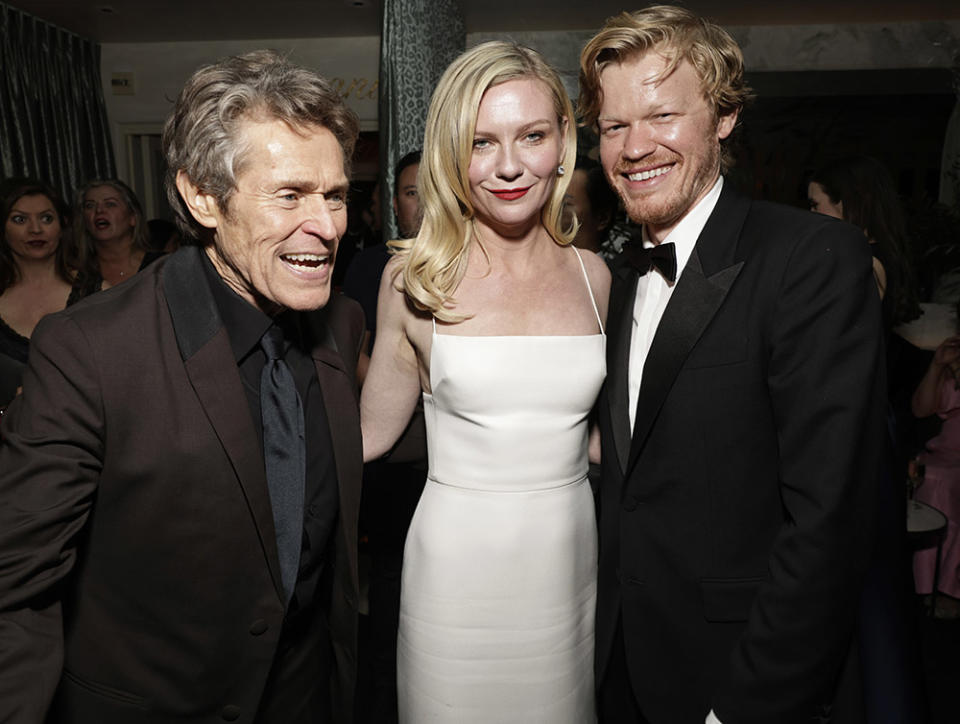 Willem Dafoe, Kirsten Dunst and Jesse Plemons at Searchlight Pictures' Poor Things Oscar Party