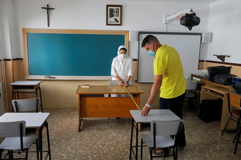 School prepares for the return of students, following COVID-19 outbreak, in Ronda