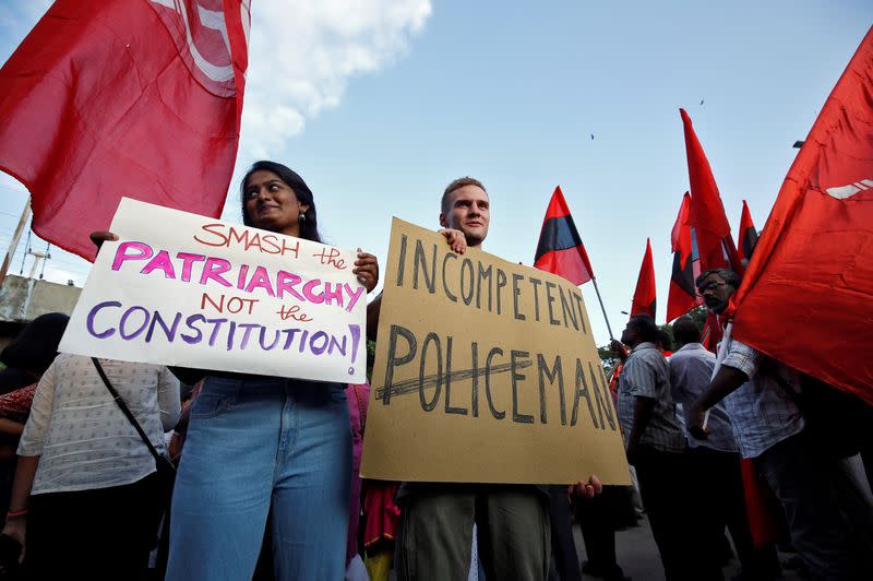 Jakob Lindenthal, a German student, attends a march to show solidarity with the students of New Delhi's Jamia Millia Islamia university, in Chennai