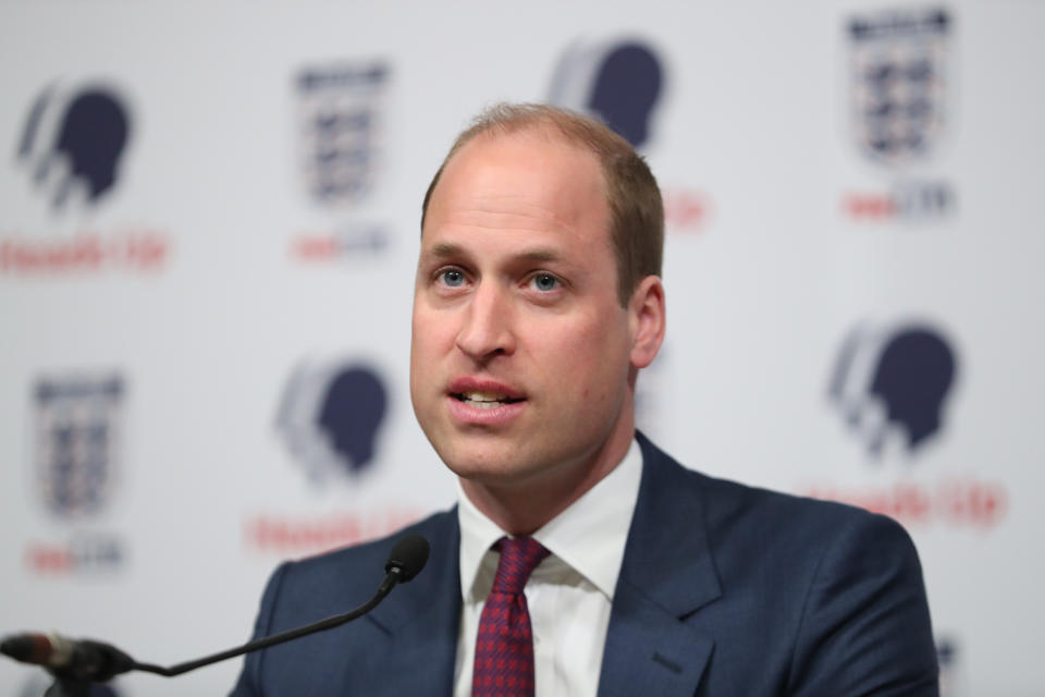 The Duke of Cambridge at the launch of a new mental health campaign at Wembley Stadium in London.