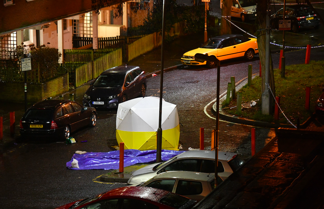 <em>A crime scene was set up following the fatal stabbing in Battersea (PA)</em>