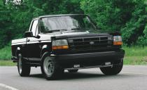 <p>Ford swings for the fences with the 1993 F-150 SVT Lightning. The sport truck is available only in a single-cab short-box configuration in either black or red. It relies on a beefed-up version of the corporate 5.8-liter (351 cubic-inch) V-8 engine producing 240 horsepower and 340 lb-ft of torque.</p>