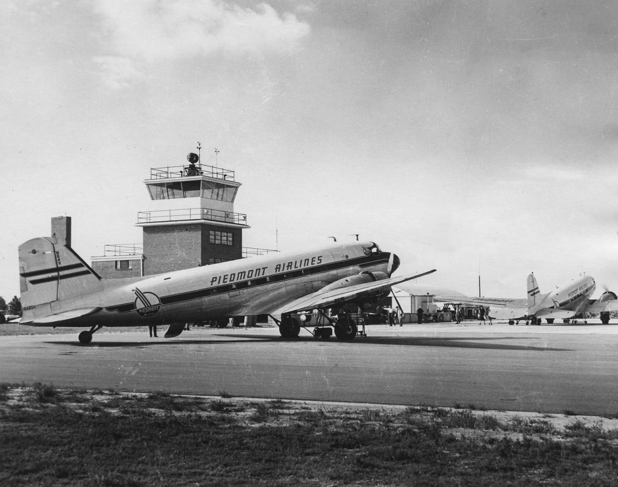 Piedmont Airlines planes at Fayetteville Regional Airport, July 27, 1960.