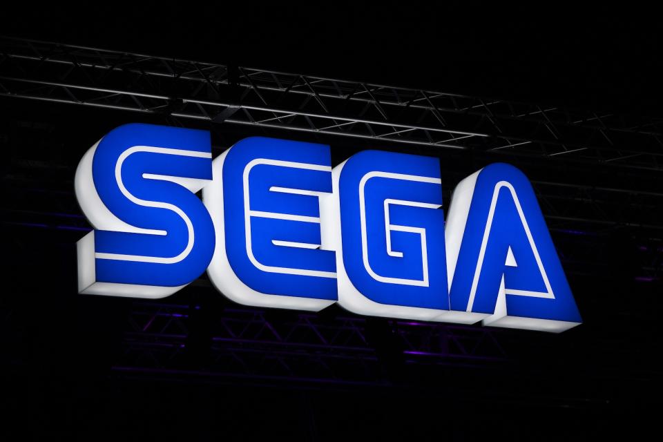 The Sega logo is seen during the Tokyo Game Show in Makuhari, Chiba Prefecture on September 12, 2019. (Photo by CHARLY TRIBALLEAU / AFP)        (Photo credit should read CHARLY TRIBALLEAU/AFP via Getty Images)