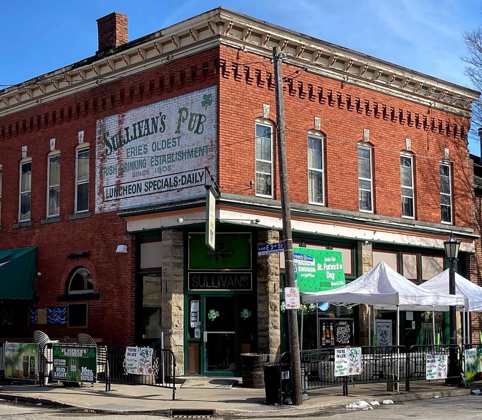 A Mercyhurst University hockey player who was a patron at Sullivan's bar, at East Third and French streets in Erie, created a social media firestorm when he was shown on surveillance video pushing an empty wheelchair down a flight of stairs on March 11.