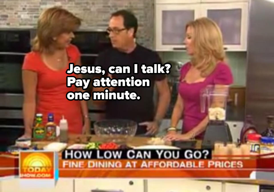 Sam the Cooking Guy saying, "Jesus, can I talk? Pay attention one minute."