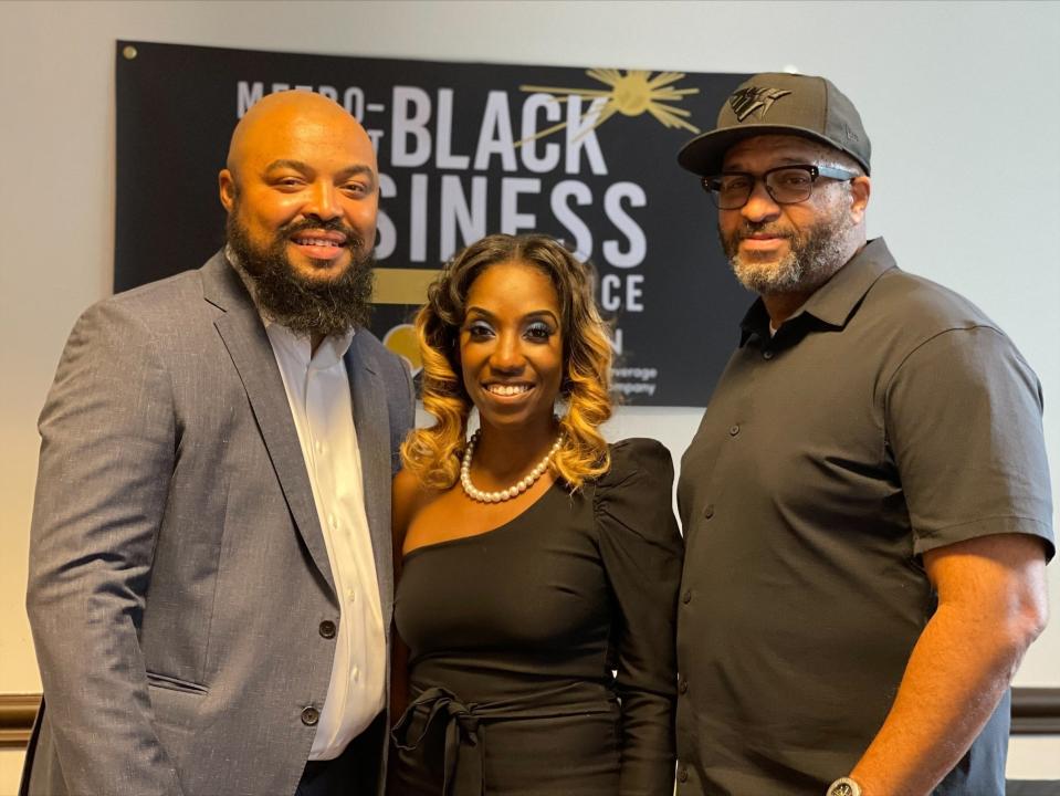 The Metro-Detroit Black Business Alliance hosted a grand opening for its new Black Business Resource Center, which is located at 1234 Washington Blvd. in Detroit. Kai Bowman, COO, Charity Dean, president and CEO and Chuck Nolan, board chair member of the Metro Detroit Black Business Alliance held a celebration on Aug. 30, 2021.