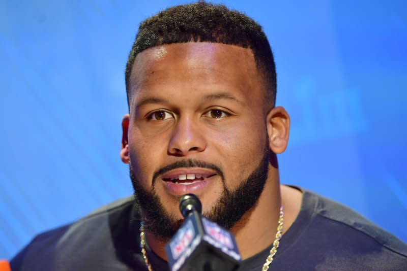 Veteran defensive tackle Aaron Donald was a Pro Bowl selection every year of his career. File Photo by Kevin Dietsch/UPI