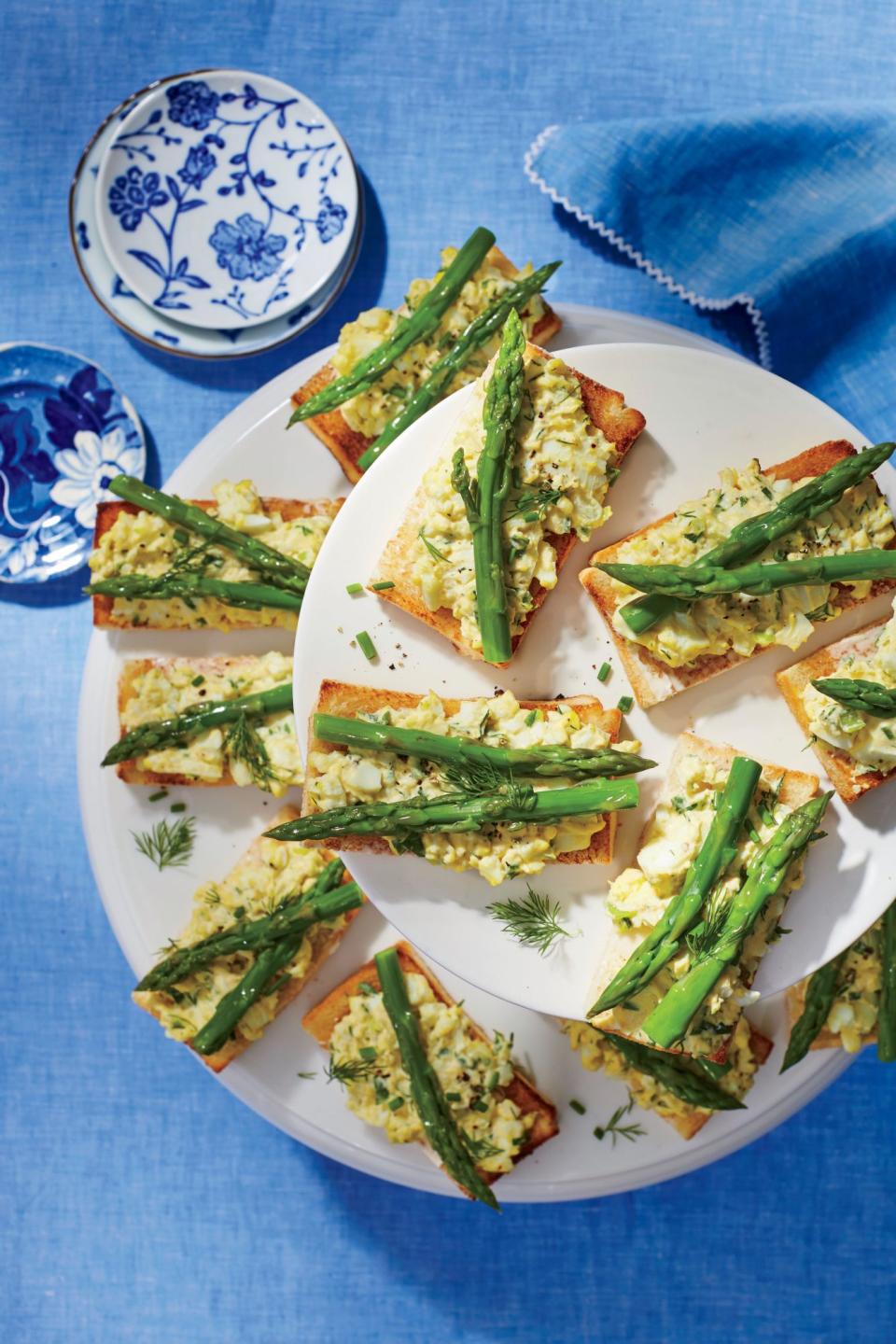 Deviled Egg Salad and Asparagus Tartines