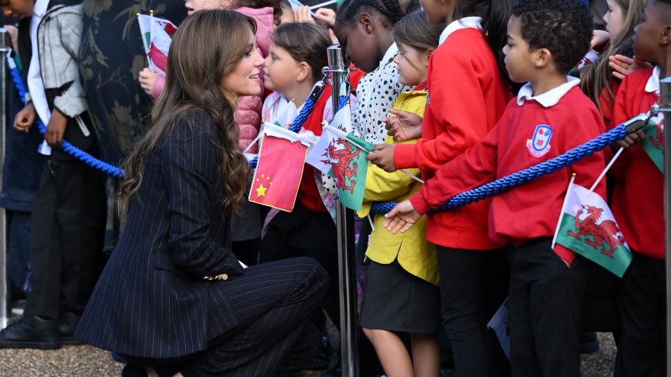 Kate Middleton with a group of Welsh schoolchildren