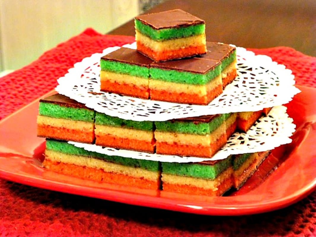 <p>Parade</p><p>These easy-to-make rainbow cookies taste just as delicious as the ones you get at your favorite bakery. </p><p><strong>Get the recipe: <a href="https://parade.com/841969/pambeth/festive-rainbow-cookies/" rel="nofollow noopener" target="_blank" data-ylk="slk:Rainbow Cookies;elm:context_link;itc:0;sec:content-canvas" class="link rapid-noclick-resp">Rainbow Cookies</a></strong></p>