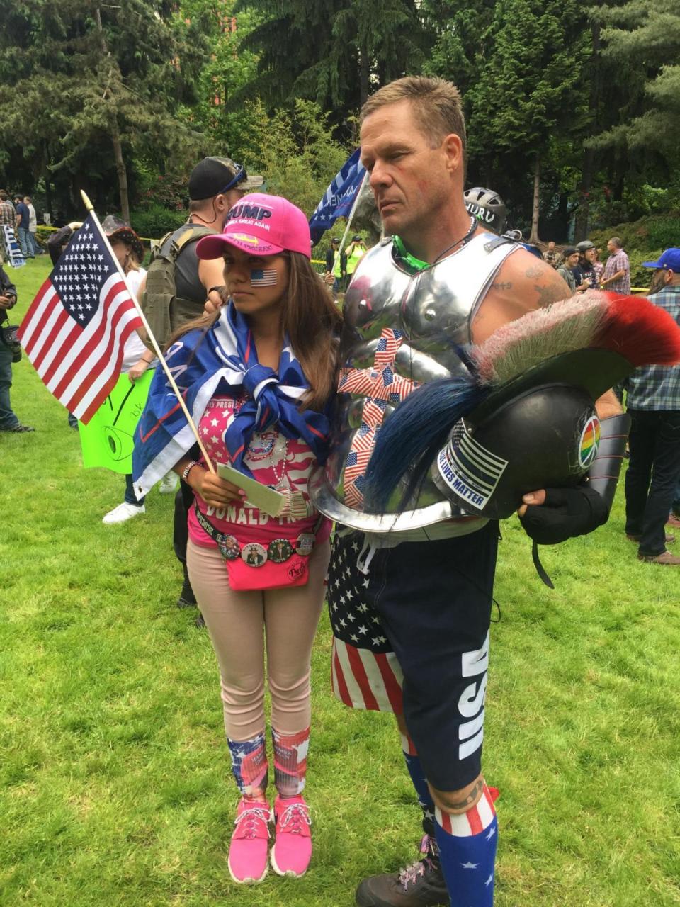 John Turano and his daughter Bianca had travelled from California to attend the alt-right rally (David Usborne)