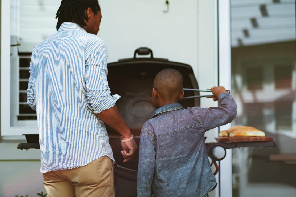 A family grilling at home