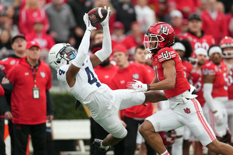 Penn State Nittany Lions cornerback <a class="link " href="https://sports.yahoo.com/ncaaf/players/322847/" data-i13n="sec:content-canvas;subsec:anchor_text;elm:context_link" data-ylk="slk:Kalen King;sec:content-canvas;subsec:anchor_text;elm:context_link;itc:0">Kalen King</a> (4). Mandatory Credit: Kirby Lee-USA TODAY Sports