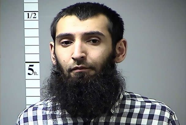 PHOTO: This file handout photo taken on Oct. 31, 2017 obtained courtesy of the St. Charles County Dept. of Corrections in the midwestern US state of Missouri shows Sayfullo Saipov, the suspected driver who killed eight people in New York on Oct. 31, 2017. (Handout/St. Charles Country Dept. of Corrections/AFP via Getty Images)