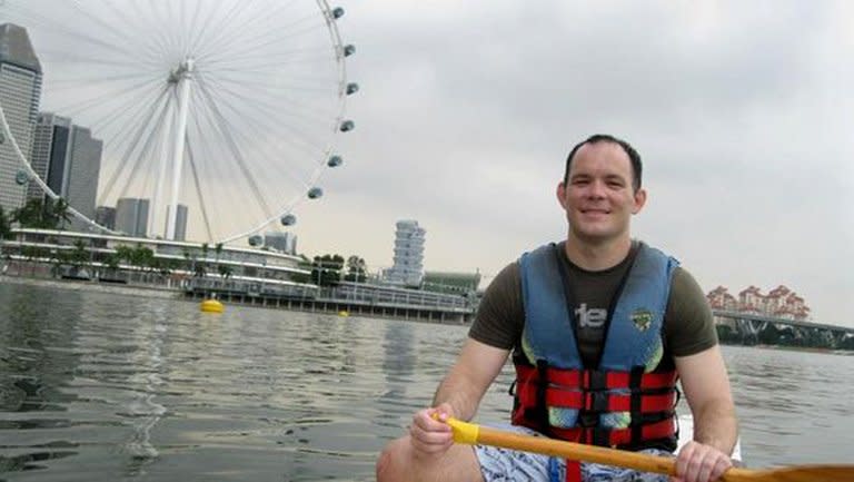 This undated file photo, released by Mary Todd in May 2013, shows her son, Shane Todd, a high-tech researcher who died in Singapore in June 2012. Lawyers for the Singapore government told a coroner's inquest on Monday that the scientist killed himself and was not murdered as his family claims