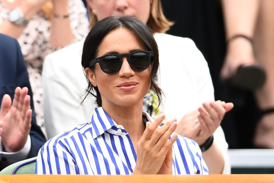 The Duchess of Sussex wearing Illesteva “Leonard” sunglasses. Image via Getty Images.