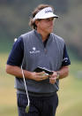 PACIFIC PALISADES, CA - FEBRUARY 19: Phil Mickelson reacts to a bogie on the eighth hole during the fourth round of the Northern Trust Open at the Riviera Country Club on February 19, 2012 in Pacific Palisades, California. (Photo by Harry How/Getty Images)