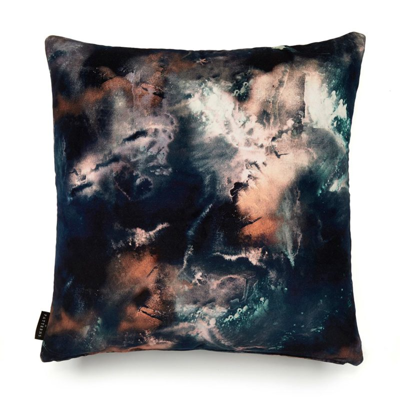 Cloudbusting earth blue cotton velvet cushion, £70-£135 (17 Patterns)