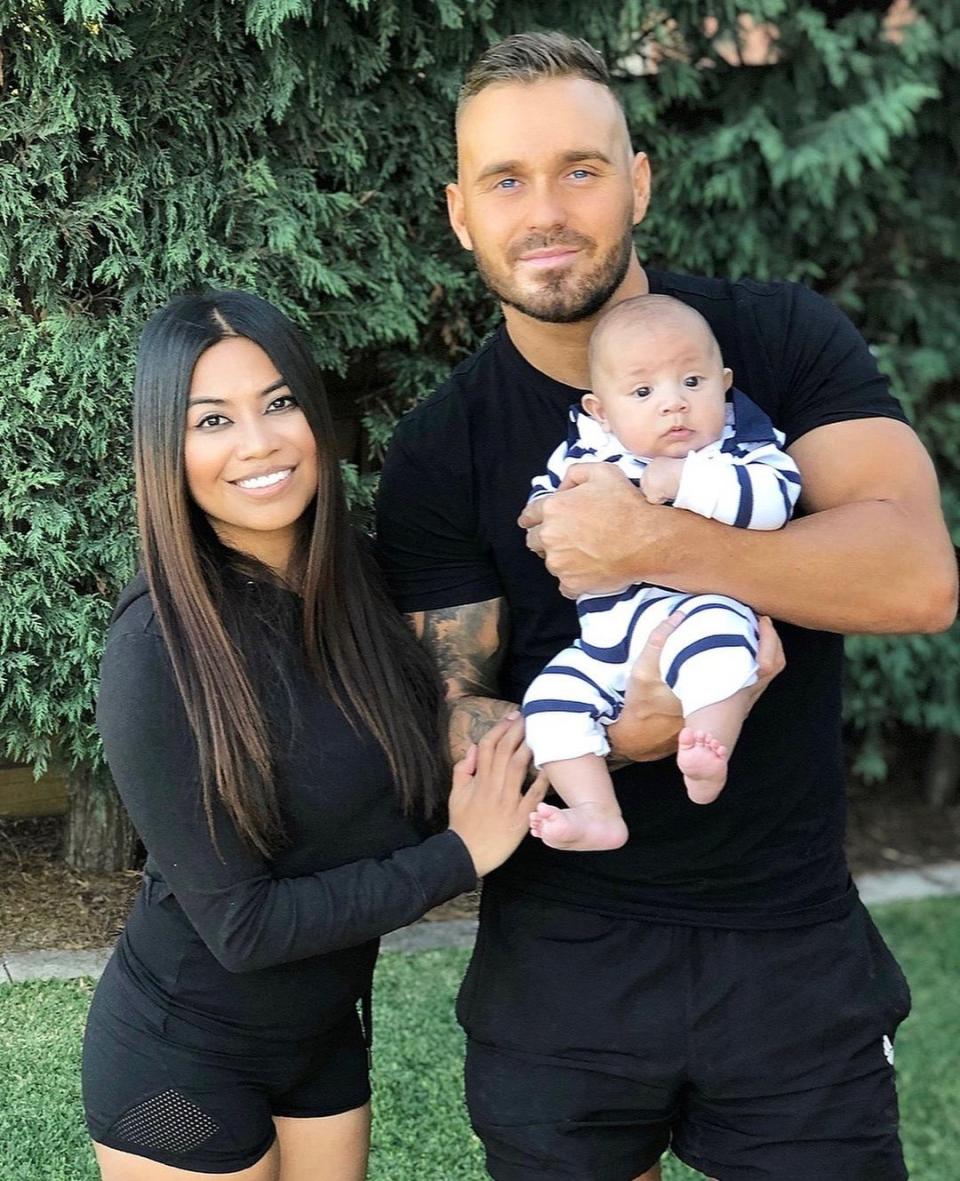 Cyrell Paule with her baby son Boston and partner, Love Island star Eden Dally
