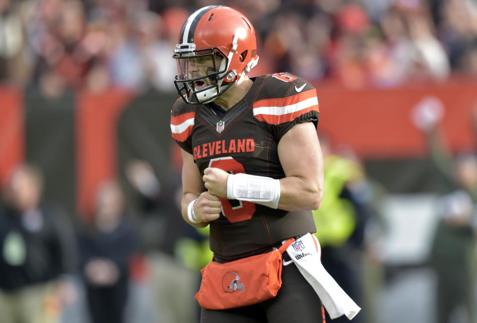 Cleveland Browns quarterback Baker Mayfield is ready to deliver for fantasy owners coming off a bye. (AP Photo/David Richard, File)