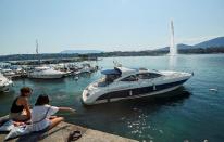 A boat is pictured on the Leman in Geneva