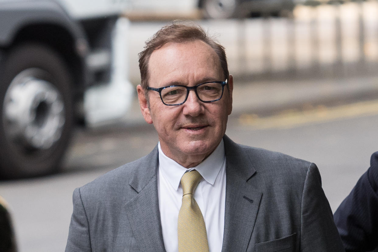 LONDON, UNITED KINGDOM - JUNE 30, 2023: US actor Kevin Spacey arrives at Southwark Crown Court on the second day of his trial on sexual assault charges in London, United Kingdom on June 30, 2023. The Oscar-winning actor has pleaded not guilty to the 12 charges including sexual assault, indecent assault, and causing a person to engage in sexual activity without consent against four different men which allegedly took place in London and Gloucestershire between 2001 and 2013. (Photo credit should read Wiktor Szymanowicz/Future Publishing via Getty Images)