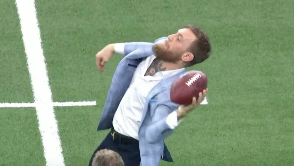 Conor McGregor, obviously not a quarterback. (via screenshot)