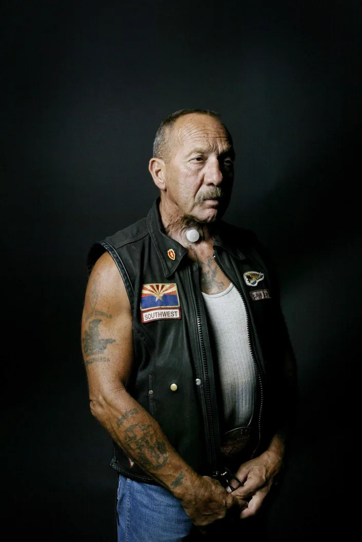 Sonny Barger, founder of the Oakland, California charter of the Hells Angels motorcycle club, attends a party August 23, 2003 in Quincy, Illinois. The party was hosted by the Midwest Percenters motorcycle club in Quincy.