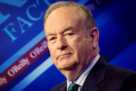 FILE PHOTO - Fox News Channel host Bill O'Reilly poses on the set of his show "The O'Reilly Factor" in New York March 17, 2015. REUTERS/Brendan McDermid/File Photo
