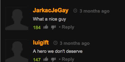 A sampling of comments on Creamer's videos. (Photo: Screenshot via Pornhub)