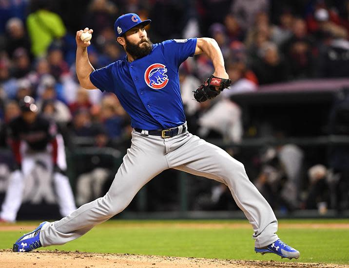 Jake Arrieta started slow but recovered to throw a gem in Game 2 of the World Series. (Getty Images)