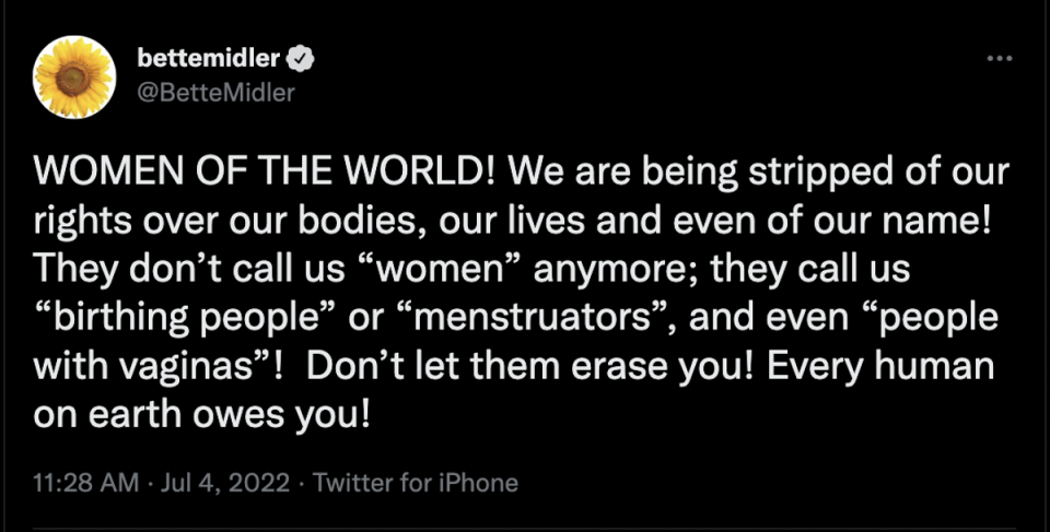 Bette Midler on Twitter (Bette Midler/Twitter)