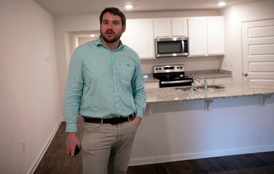 Realtor David Keen shows off a rental property in the Beulah area while describing the area's tight rental supply during a home tour on Friday, May 12, 2023.