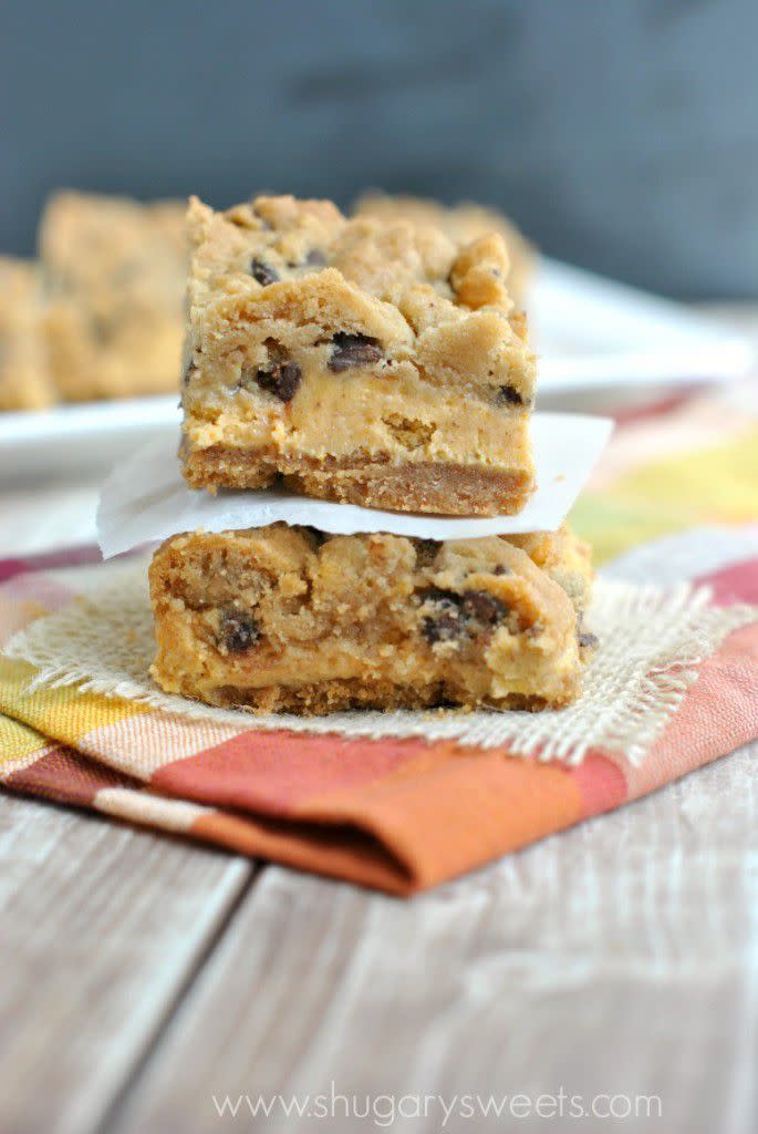 Pumpkin Chocolate Chip Cheesecake Bars