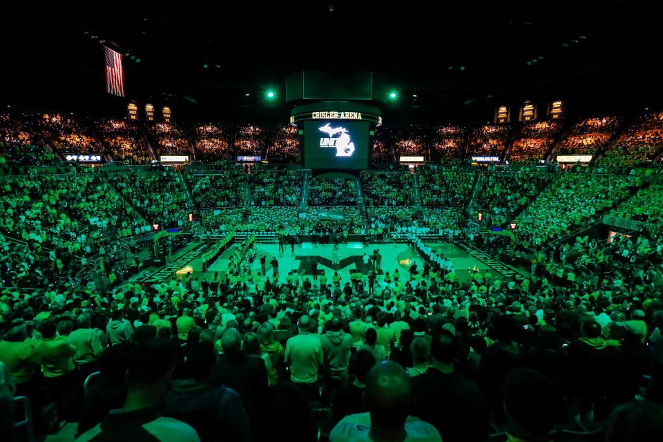 Michigan supports the Michigan State community before the first half at Crisler Center in Ann Arbor on Saturday, Feb. 18, 2023.