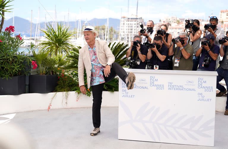Bill Murray durante una sesión de fotos de la película The French Dispatch, en Cannes.