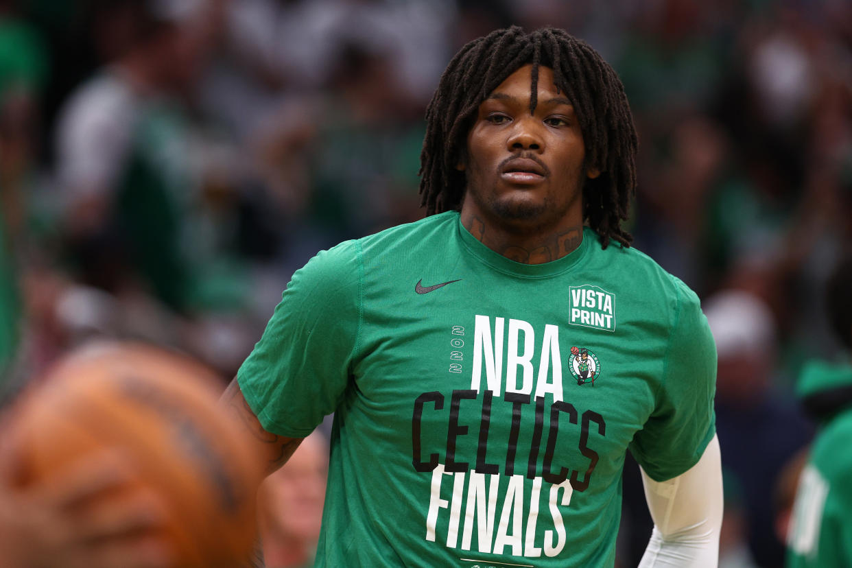 Boston Celtics center Robert Williams III will likely miss the start of the regular season following a second surgery on his left knee in six months. (Elsa/Getty Images)