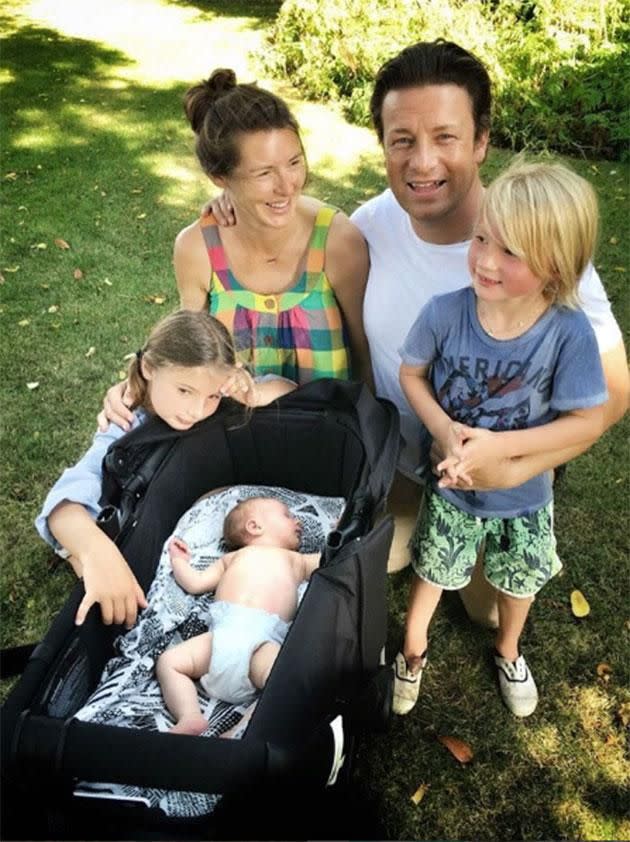 Jamie and Jools with their kids. Source: Instagram.